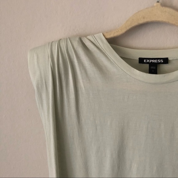 Express Padded Shoulder Top Pima Cotton in Sage S - Picture 3 of 7